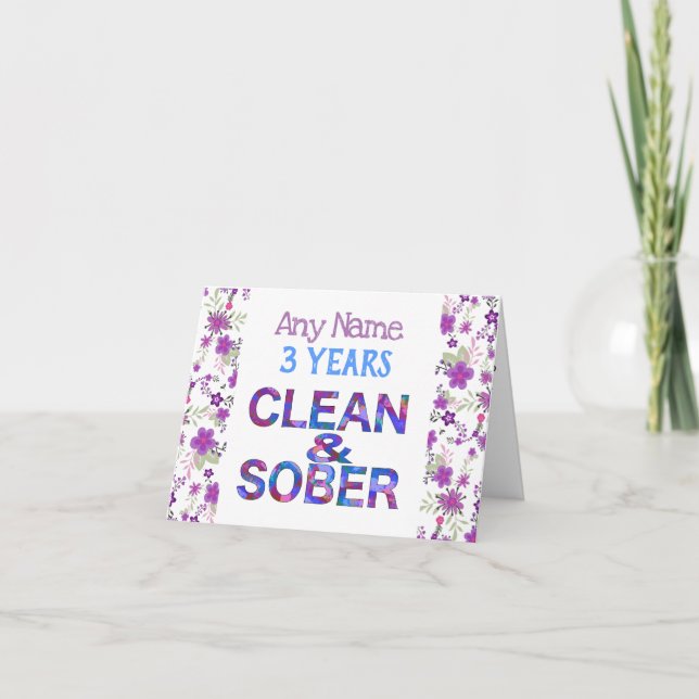 Personalised clean and sober anniversary birthday card (Front)