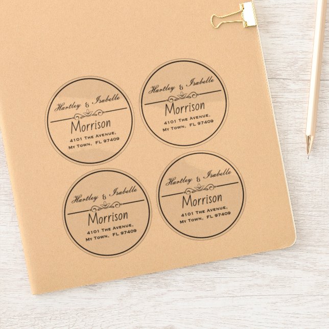 Personalised Clear Round Address Labels (Notebook)
