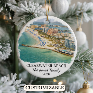 Personalised Clearwater Beach Ornament, Florida Ceramic Tree Decoration