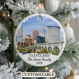 Personalised Cleveland Ornament, Custom Ohio Ceramic Tree Decoration