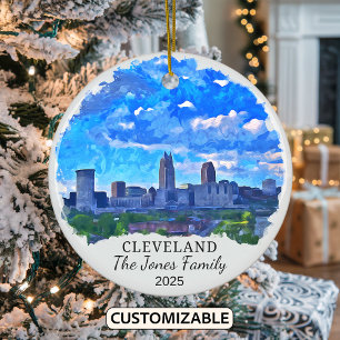 Personalised Cleveland Ornament, Ohio State Ceramic Tree Decoration