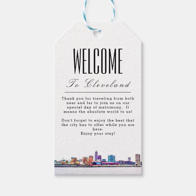 Personalised Cleveland Welcome Gift Tag (Front)