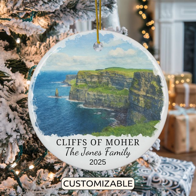Personalised Cliffs of Moher Ornament, Ireland Ceramic Tree Decoration (Creator Uploaded)