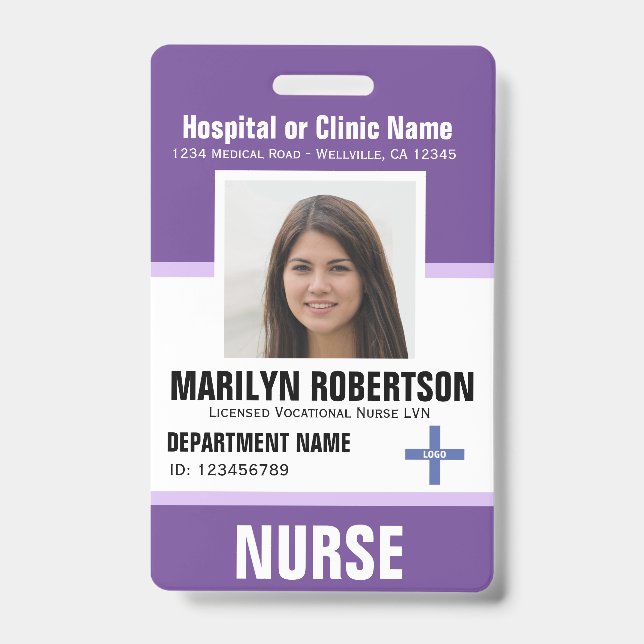 Personalised Clinic Hospital Employee Badge ID Badge (Front)