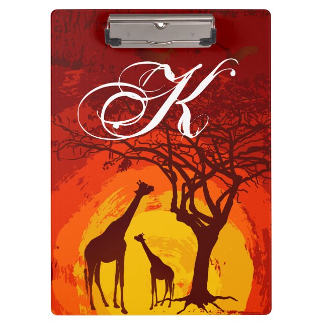 Personalised Clip Board African Safari Giraffe Sun (Front)