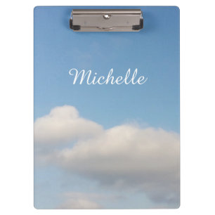 Personalised clipboard   Blue sky and white clouds