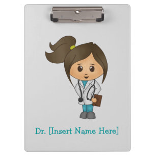 Personalised Clipboard - Female Brunette Doctor