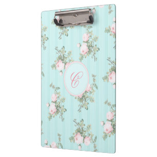 Personalised clipboard shabby chic floral roses