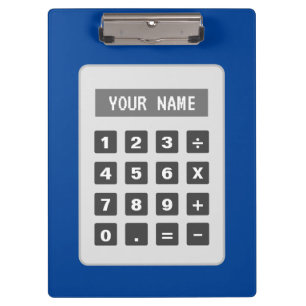 Personalised clipboard with calculator design