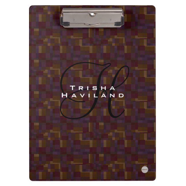 Personalised Clipboard with plum geometric HAMbyWG (Front)
