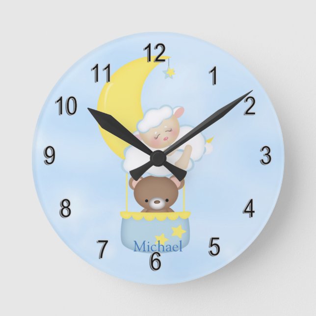 Personalised Clock Baby Lamb Teddy Bear (Front)