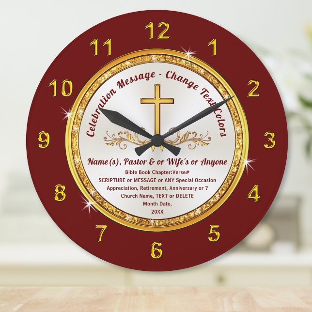 Personalised, Clock with Bible Verse, Change Colou (Bible verse clocks. Personalized gifts for pastors. Gift for pastor and wife. Religious gift ideas.)