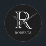 Personalised Clock with Initial and Family Name<br><div class="desc">Stylish Personalised Wall Clock.</div>