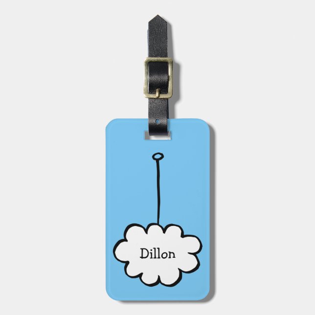 Personalised Cloud on a String Luggage Tag (Front Vertical)