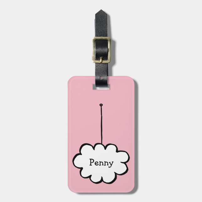 Personalised Cloud on a String Luggage Tag (Front Vertical)