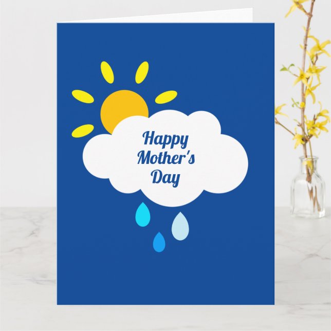 Personalised Cloud, Rain and Sunshine Mother's Day Card (Yellow Flower)