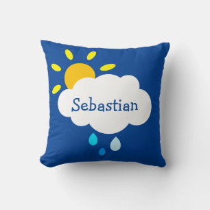 Personalised Cloud, Raindrops and Sunshine Cushion