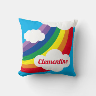 Personalised Cloud, Raindrops & Rainbow Cushion