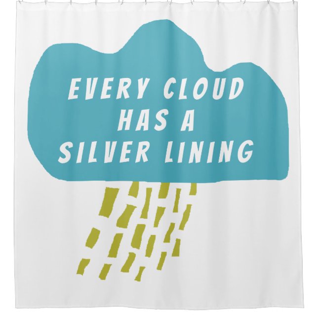 Personalised Cloud Silver Lining Bathroom Shower Curtain (Front)