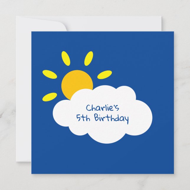 Personalised Cloud & Sunshine Birthday Invitation (Front)