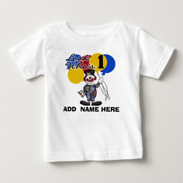 Personalised Clown 1st Birthday  Tshirt (Front)