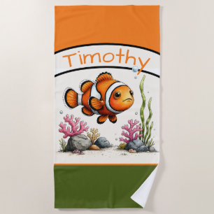 Personalised Clownfish Kids’ Beach Towel