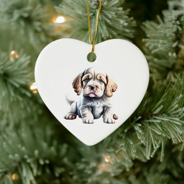 Personalised Clumber Spaniel Puppy Ceramic Tree Decoration (Tree)