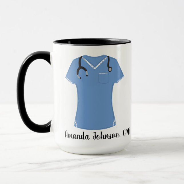 Personalised CMA Blue Scrubs Stethoscope Mug (Left)
