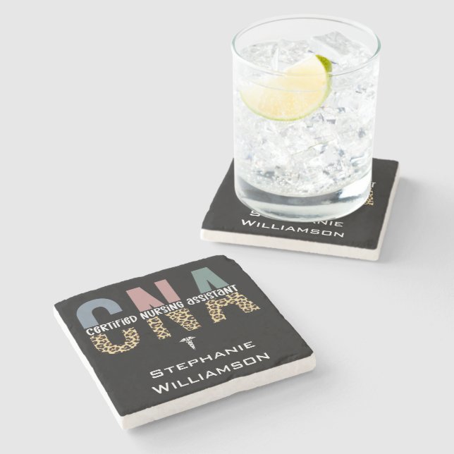 Personalised CNA Certified Nursing Assistant Stone Coaster (Side)