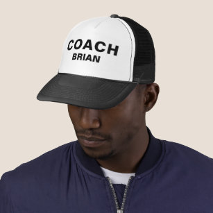 Personalised Coach Black Bold Text Trucker Hat