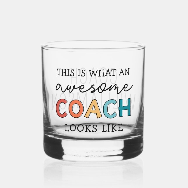  Personalised Coach Funny Awesome Coach Whiskey Glass (Front)