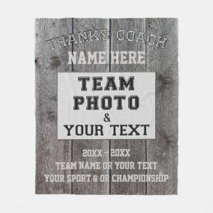Personalised Coach Gifts for Men, PHOTO and TEXT Fleece Blanket