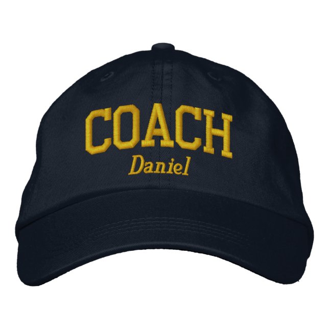 Personalised Coach in Golden Yellow Embroidered Hat (Front)