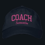 Personalised Coach in Hot Pink Embroidered Hat<br><div class="desc">Coach cap with text line to personalise in hot pink easy to read text.</div>