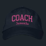 Personalised Coach in Hot Pink Embroidered Hat<br><div class="desc">Coach cap with text line to personalise in hot pink easy to read text.</div>