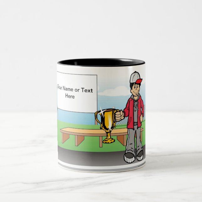 Personalised Coach - Male Cartoon Two-Tone Coffee Mug (Center)