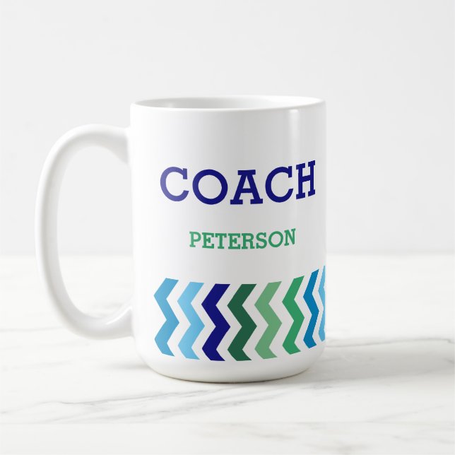 Personalised Coach Masculine Chevron Pattern Coffee Mug (Left)