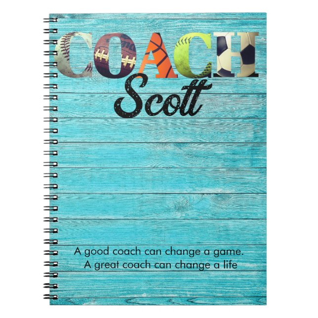 Personalised Coach name players  Notebook (Front)