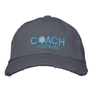 Personalised Coach Snowflake Baby Blue Embroidered Hat