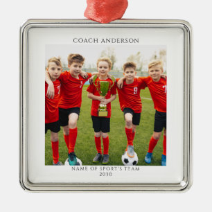 Personalised Coach Sport's Team Photo Metal Tree Decoration