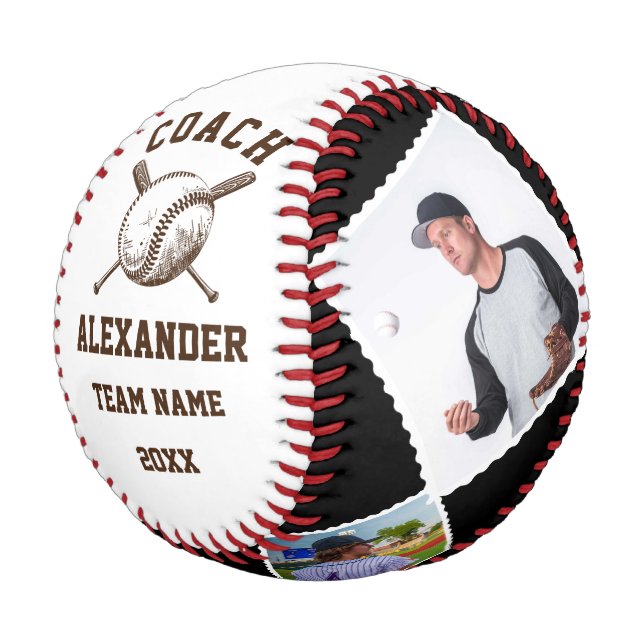 Personalised Coach With 4 photo & Team name Baseball (Angled)