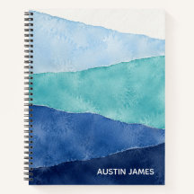Personalised Coastal Blue Watercolor Spiral