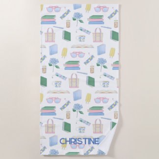 Personalised Coastal Book Club Summer Beach Towel