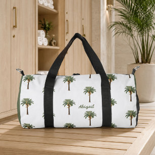 Personalised Coastal Chic Palm Trees with any Name Duffle Bag