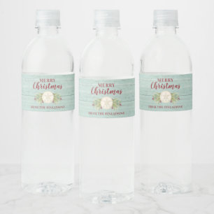 Personalised Coastal Christmas Beach  Water Bottle Label