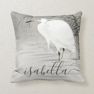 Personalised Coastal Egret Bird Cushion