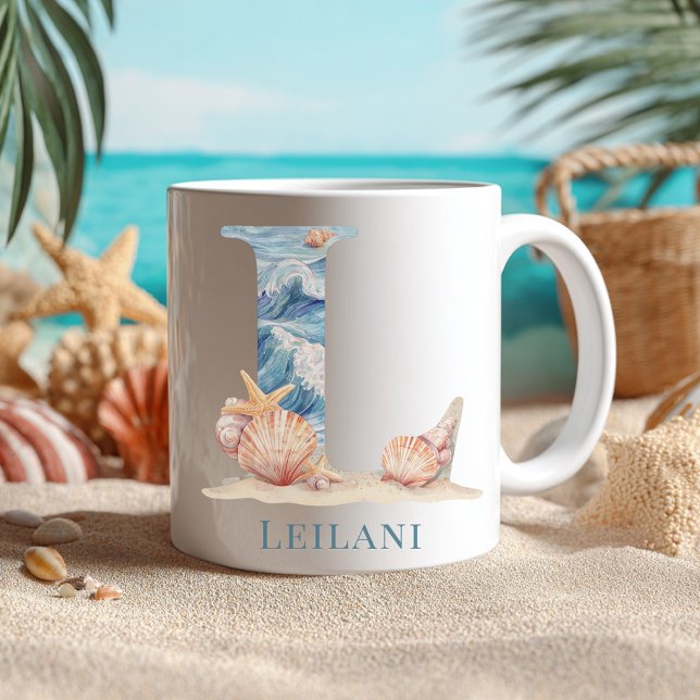 Personalised Coastal Monogram L Initial Beach Coffee Mug (Personalized Coastal Monogram L Initial Beach Coffee Mug)