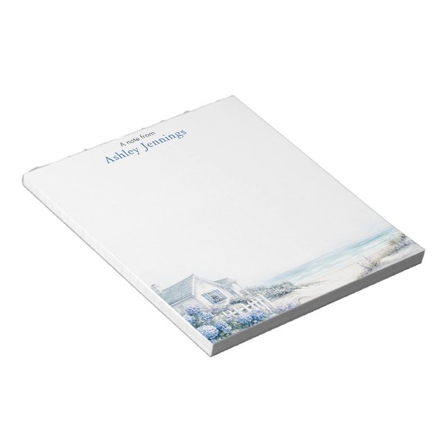 Personalised Coastal Notepad | Beach House (Angled)