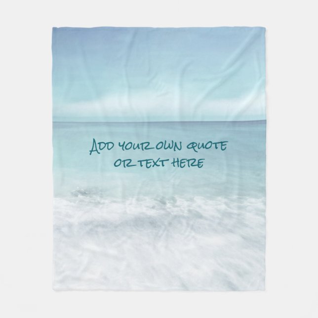 Personalised Coastal Ocean Blue Beach Custom Quote Fleece Blanket (Front)