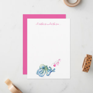 Personalised Coastal Stationery Watercolor Octopus Card